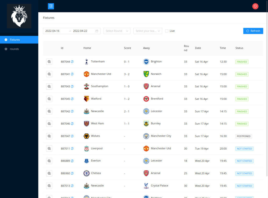 Premier League Live Scores